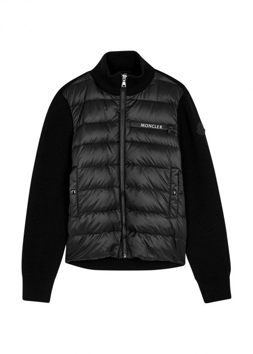 Moncler KIDS Black wool and quilted shell jacket (10-14 years) Sales Up ...